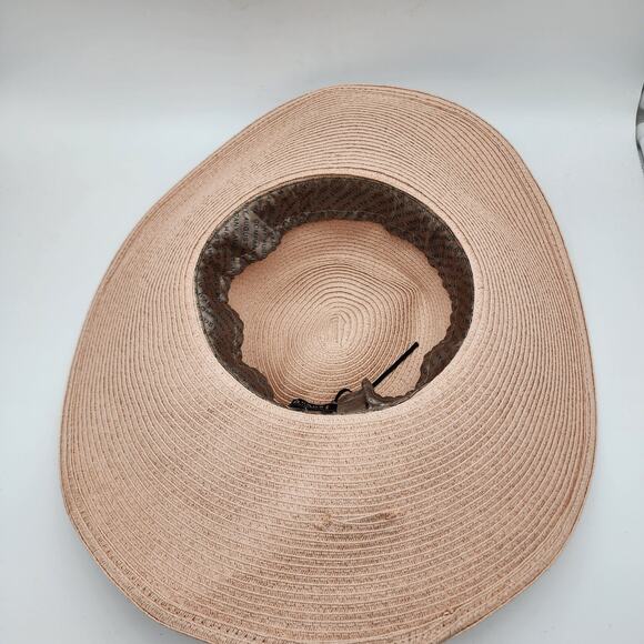 August Hat Company Wide Brim Floppy Hat Woven Floral Tie Detail Beach Tropical - Picture 9 of 16